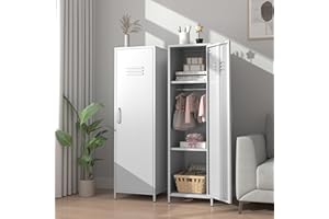 erosoei 1 Door 51.3" Metal Locker Storage Cabinet Steel Kids Wardrobe Changing Room Locker Cabinet Box with 2 Adjustable Shelves Steel Locker File Cabinet Organizer for School Gym Home Office