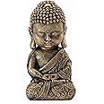 BOIHEGU Baby Buddha Statue - 8 Inch Resin Prayer Buddha Spiritual Zen Gift, Meditation Room Altar Decor, Antique Golden Statue Home Retro Decor