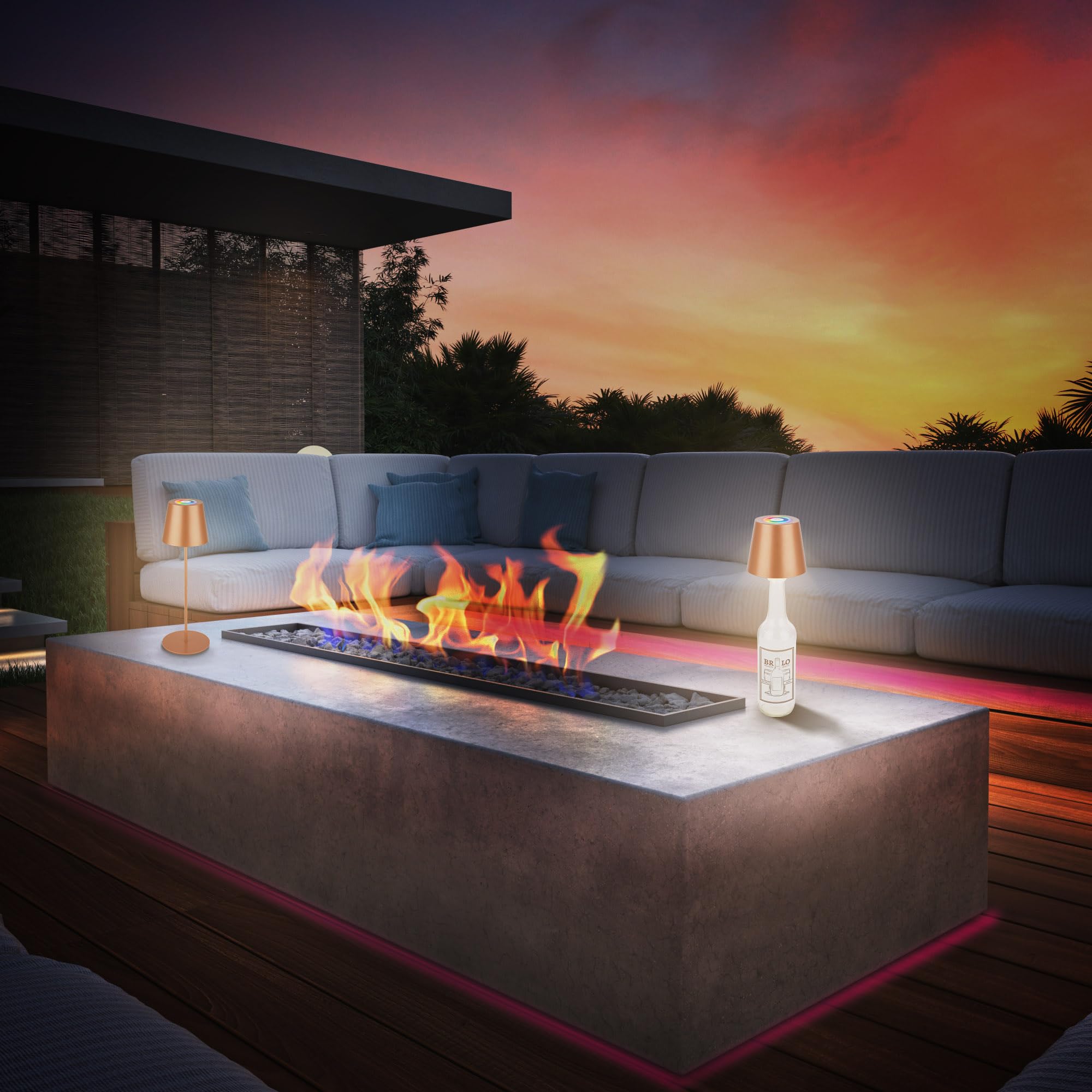 BRILONER - 3 in 1 RGBW LED Tischlampe kabellos IP44 mit Touch, dimmbar, Akku & Lichtquelle tauschbar, Nachttischlampe, Leselampe, Campinglampe, Tischleuchte, Akku Lampe, 36x12 cm, Bronzefarbig 4