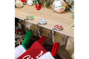 COTOPHER Christmas Stocking Holders for Mantle Set of 3, Non-Slip Handbag Hook Holder Bag Hanger, Fireplace Stocking Hooks for Mantel Santa Claus Xmas Decoration Party Decor Silver Flat Weighted