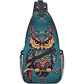 wiuurs Owl Sling Bag Travel Sling Backpack Lightweight Casual Daypack Women Chest Bags for Outdoor Sport Climbing Runners