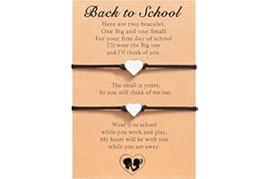 UNGENT THEM Back to School Mother Daughter Bracelets Matcing Heart Charm Wish Bracelets First day of School Gifts for Girls Boys