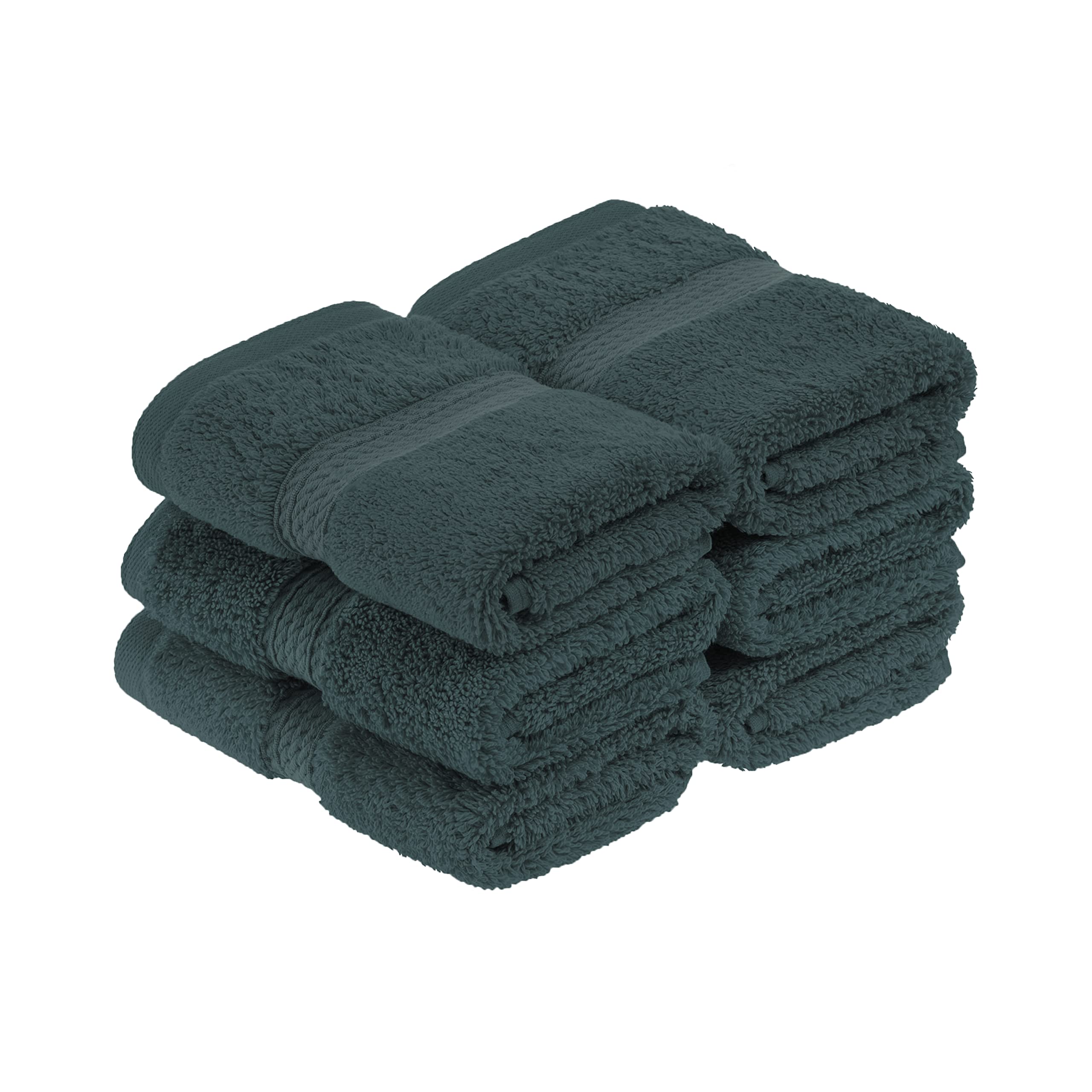 Superior 900 Gram 100% Premium Long-Staple Combed Cotton 6-Piece Face Towel Set, Teal