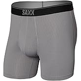 Saxx Men's Underwear Boxer Briefs – Quest Quick Dry Mesh Boxer Briefs with Built-in Pouch Support - Charcoal II, Small