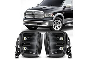 FICOLPO Led Fog Lights for 2013 2014 2015 2016 2017 2018 Dodge Ram 1500 & 2019 2020 2021 RAM 1500 Classic Pickup (Not Fit for Rebel Models) - Bumper Driving Fog Lamps OEM Replacement (White Light)