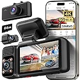 REDTIGER F17 4K 3 Channel Dash Cam 5.8GHz WiFi GPS with 64GB Card, 2160P+1080P+1080P Front and Rear Inside Loop Recording, Tr