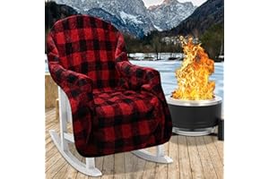 HALDANE Chair Blanket for Adirondack, Reversible Faux Rabbit Fur Chair Cover for Adult Soft Warm, Waterproof Camping Outdoor Seat Cover for City Bonfires Patio, Portable