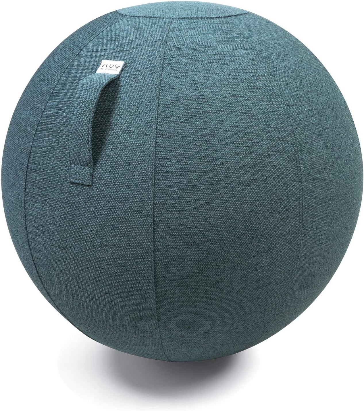 VLUVSTOV Premium Quality Self-Standing Sitting Ball with Handle - Home or Office Chair and Exercise Ball for Yoga, Back Stretching, or Gym- Upholstery Fabric Stability Ball (Petrol, 25.6")