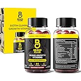 The Beard Club Biotin Beard Growth Vitamin Gummies - Hair Supplement for Men - Vitamins B12, E, & C to Support a Thicker Fuller Looking Facial Hair - Strawberry Gummy