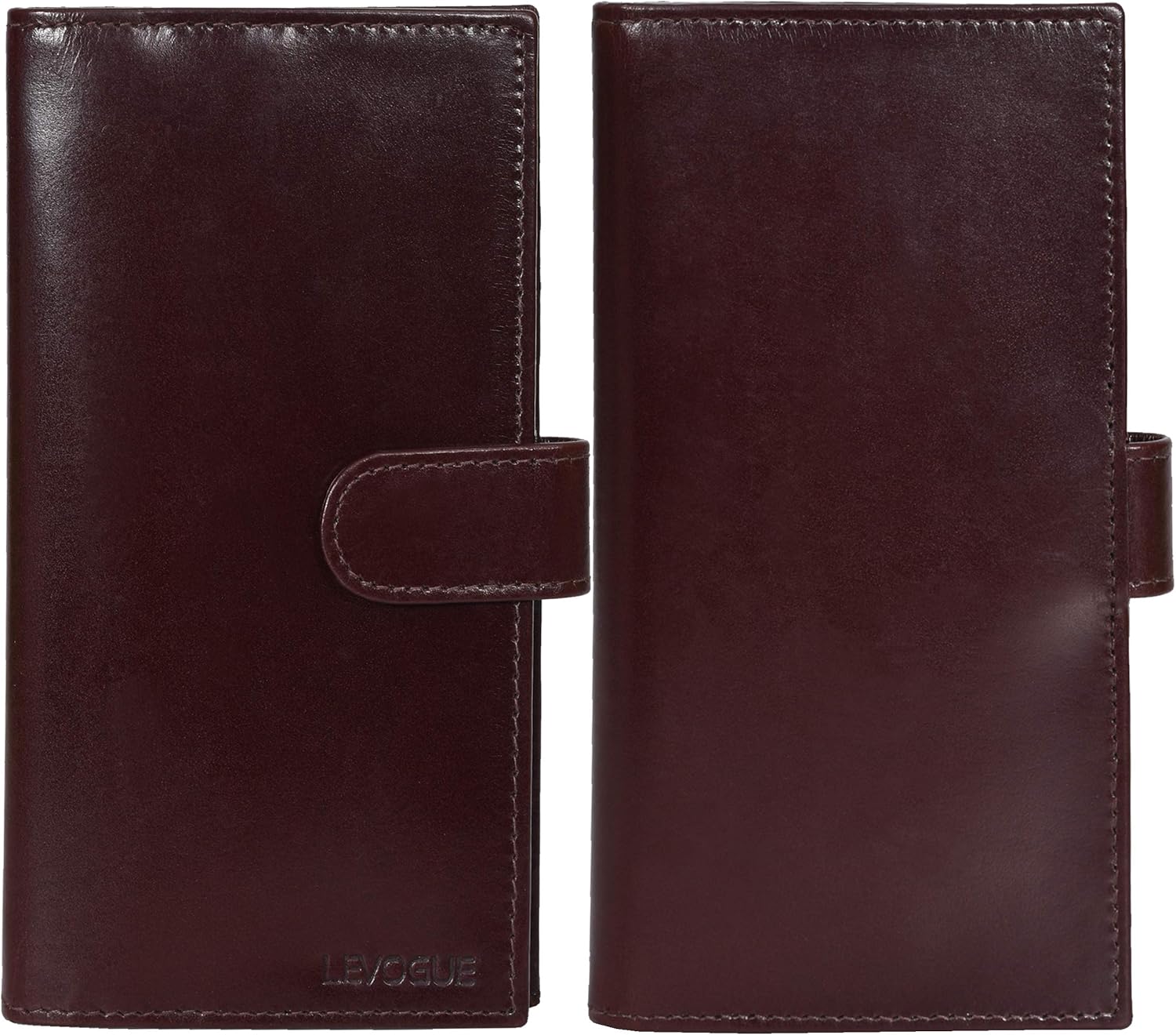 LEVOGUE-Premium Quality Leather RFID Unisex Checkbook cover-Duplicate Checks RFID Card Standard Register with pen inserts, Cognac Vintage, Small at  Women’s Clothing store