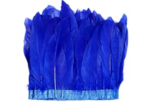 MAOFENG 2 Yards Natural Fluffiness Goose Feathers Trim Sewing Fringe 6-8inch for DIY Handicrafts Costumes Decoration,Royal Blue