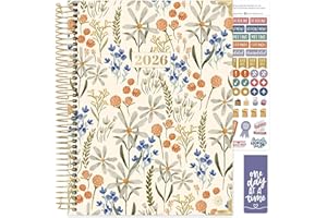 bloom daily planners HARDCOVER 2026 Planner (January to December) - 8.5” x 11” Weekly & Monthly Dated Agenda Organizer Book with Stickers & Tabs - Whimsical Wildflowers
