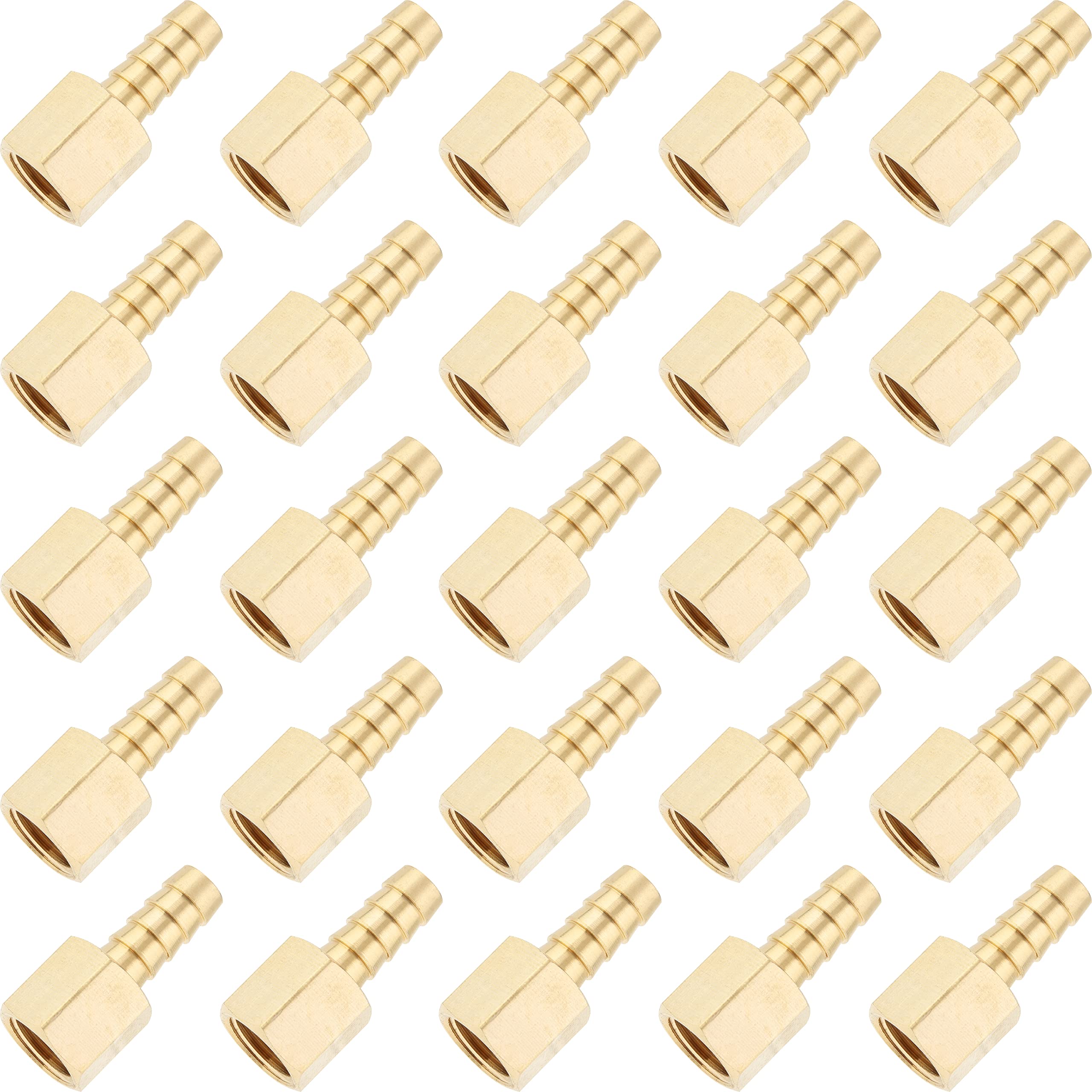 LTWFITTING Brass BSP Fitting Coupler/Adapter 1/4-Inch Female BSPP x 8mm Hose Barb(Pack of 25)