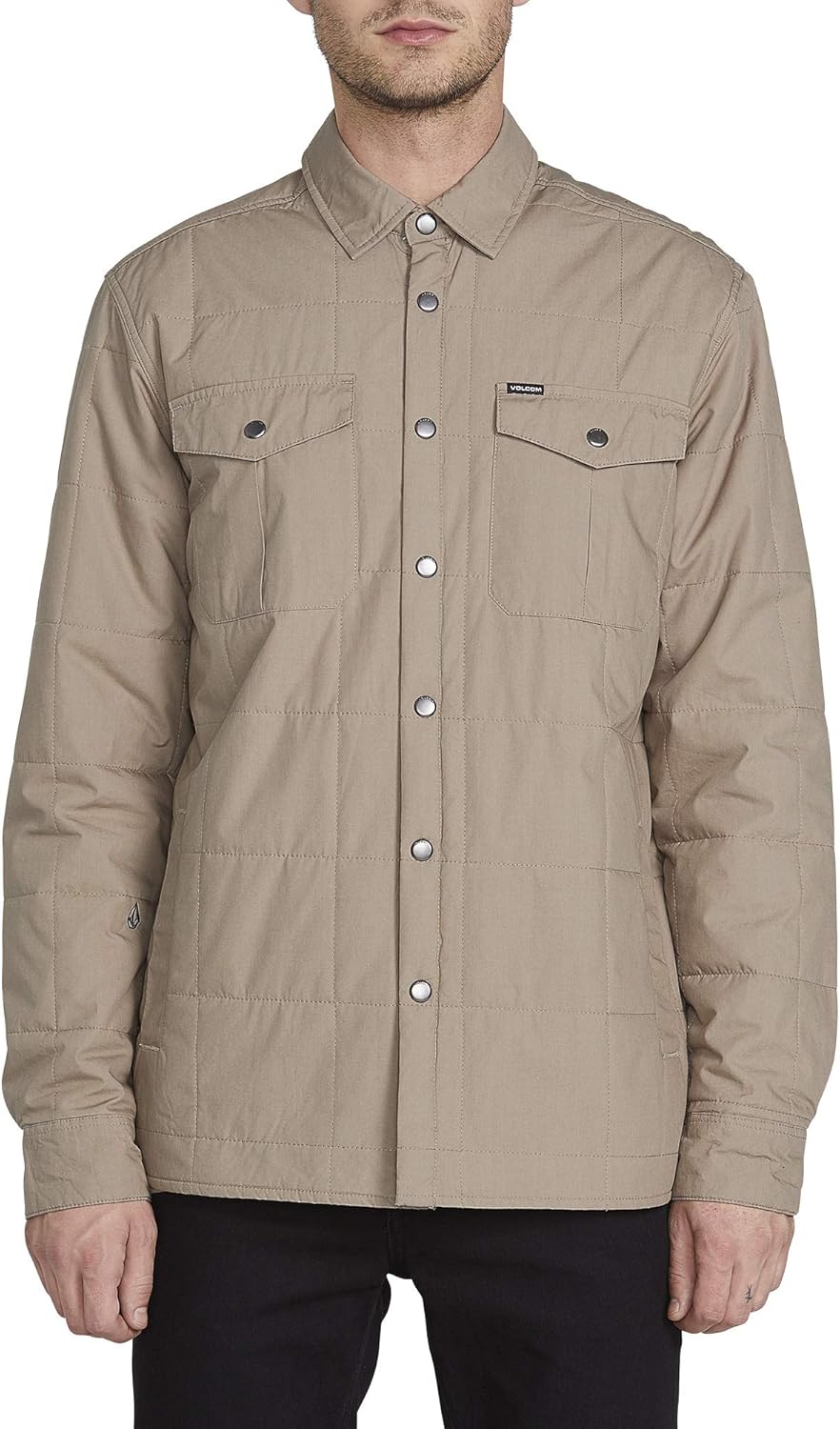 Volcom Men's Larkin Quilted Medium Jacket, Brindle, L: Clothing