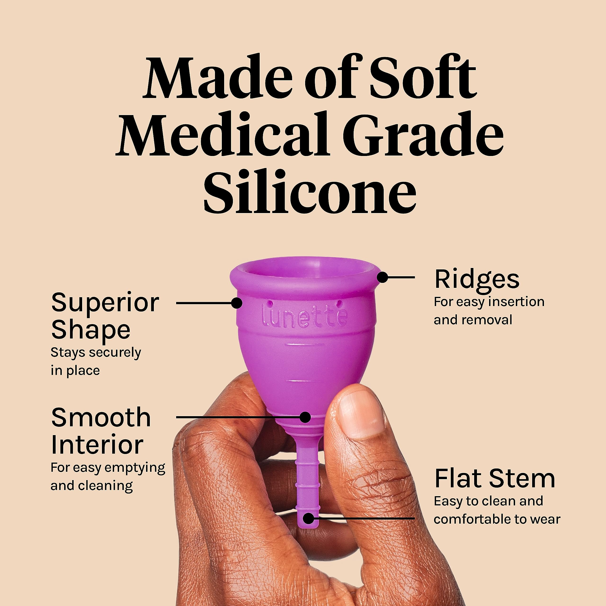 lunette Menstrual Cup – Best Reusable Period Cup – Wear for 12 Hours and Reuse up to 10 Years, Violet Size 1 for Light to Moderate Flow