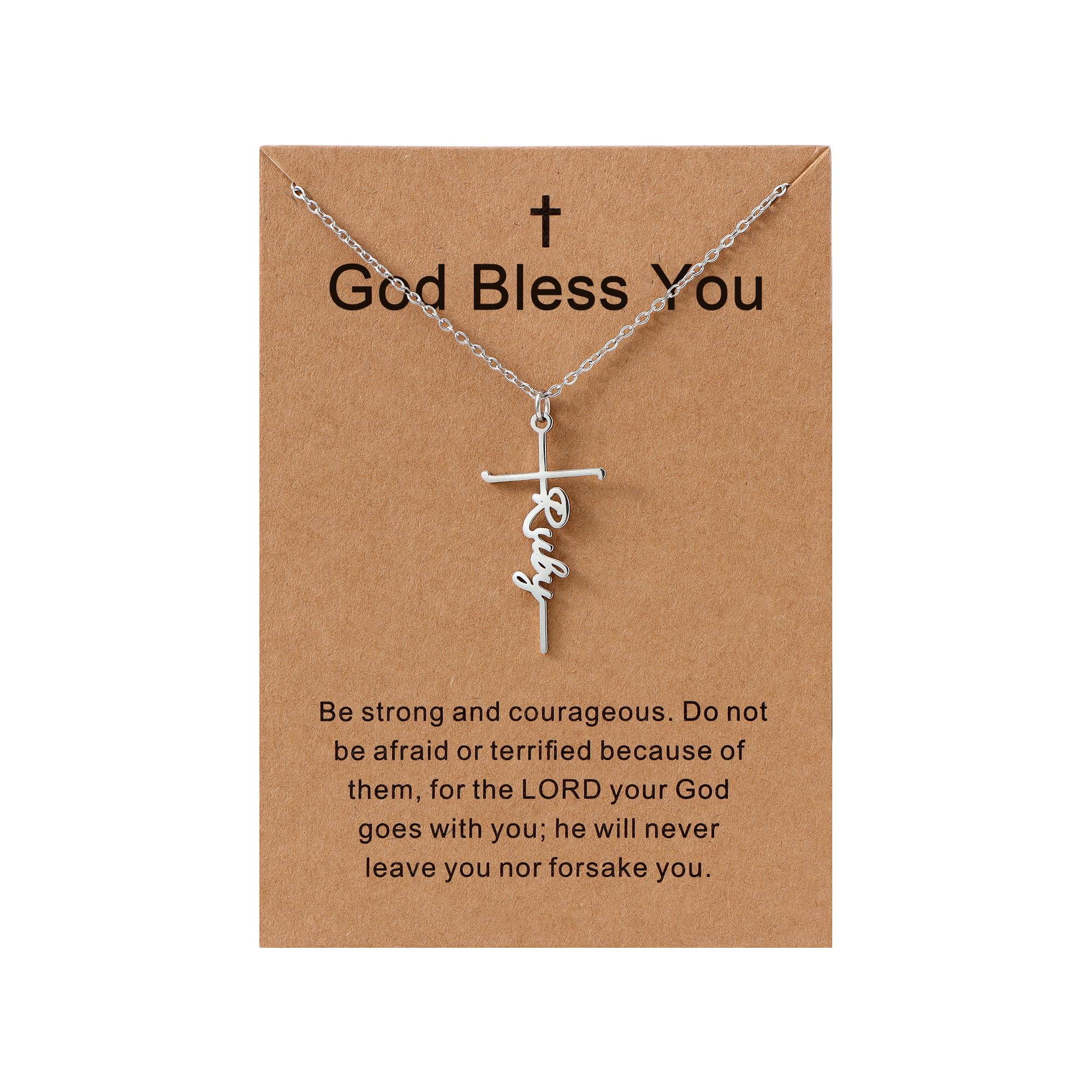Lcherry Ruby Name Cross Necklace Personalized