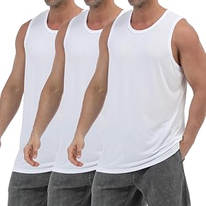BRTSANG Men's Tank Tops 3 Pack, Moisture Wicking Sleeveless Athletic Shirts, Soft Undershirts for Workout, Gym & Daily Use