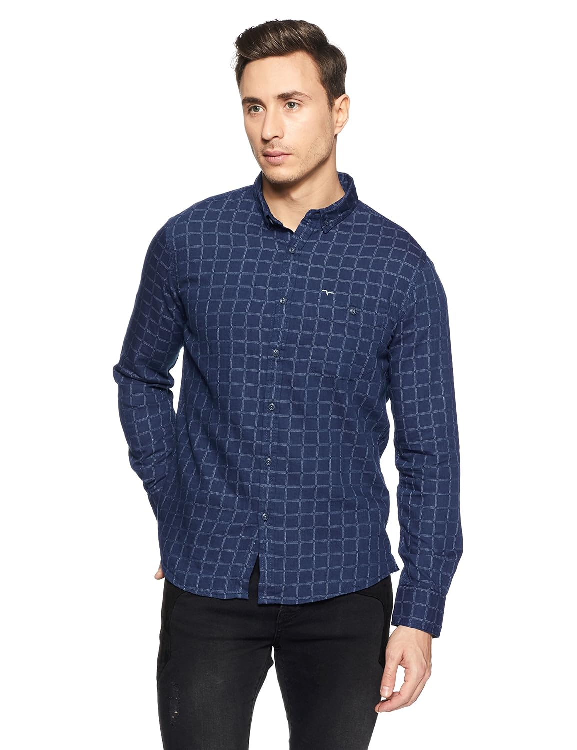 flying machine men's checkered slim fit casual shirt