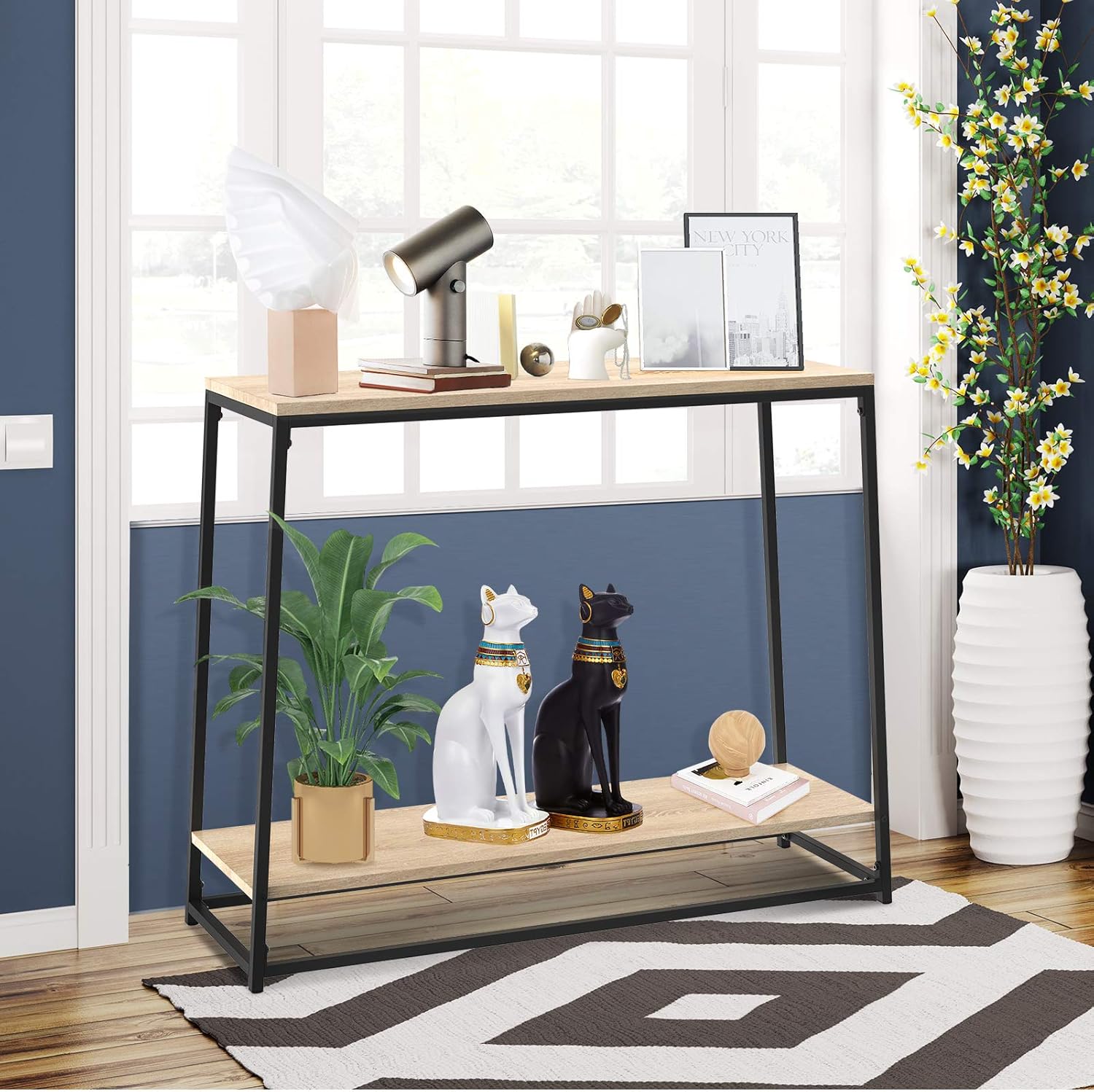 SpringSun Console Sofa Table, Entryway Table with 2-Tier Storage Shelves for Living Room, Bedroom, Balcony and Hallway: Kitchen & Dining