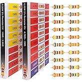 EEEEE 100 Ohm - 1M Ohm with 5% Carbon Resistor Assortment Kit and Electrical Industrial Assorted Set K Ohm Pack for Led Lights (5% 1/4 Watt 1000pcs 100Ω-1MΩ)