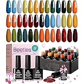 Beetles 20 Colors Gel Nail Polish Kit, Nail Gel Polish Red Yellow Orange Green Gel Polish Set with Glossy & Matte Gel Top Bas
