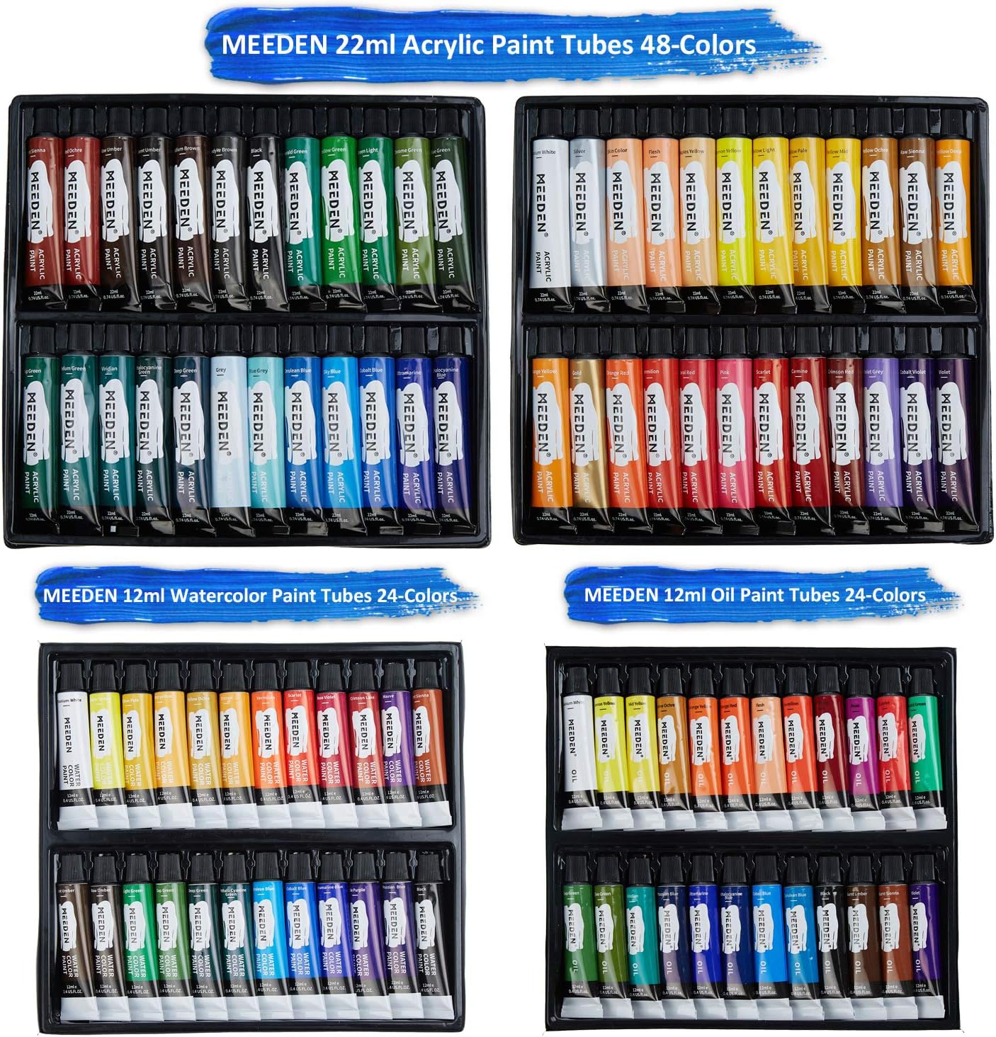 MEEDEN 148-Piece Deluxe Artist Painting Set with Aluminum and Solid Beech Wood Easel, Paint, Stretched Canvas and Accessories, Great Gift for Artists, Beginner & Adults