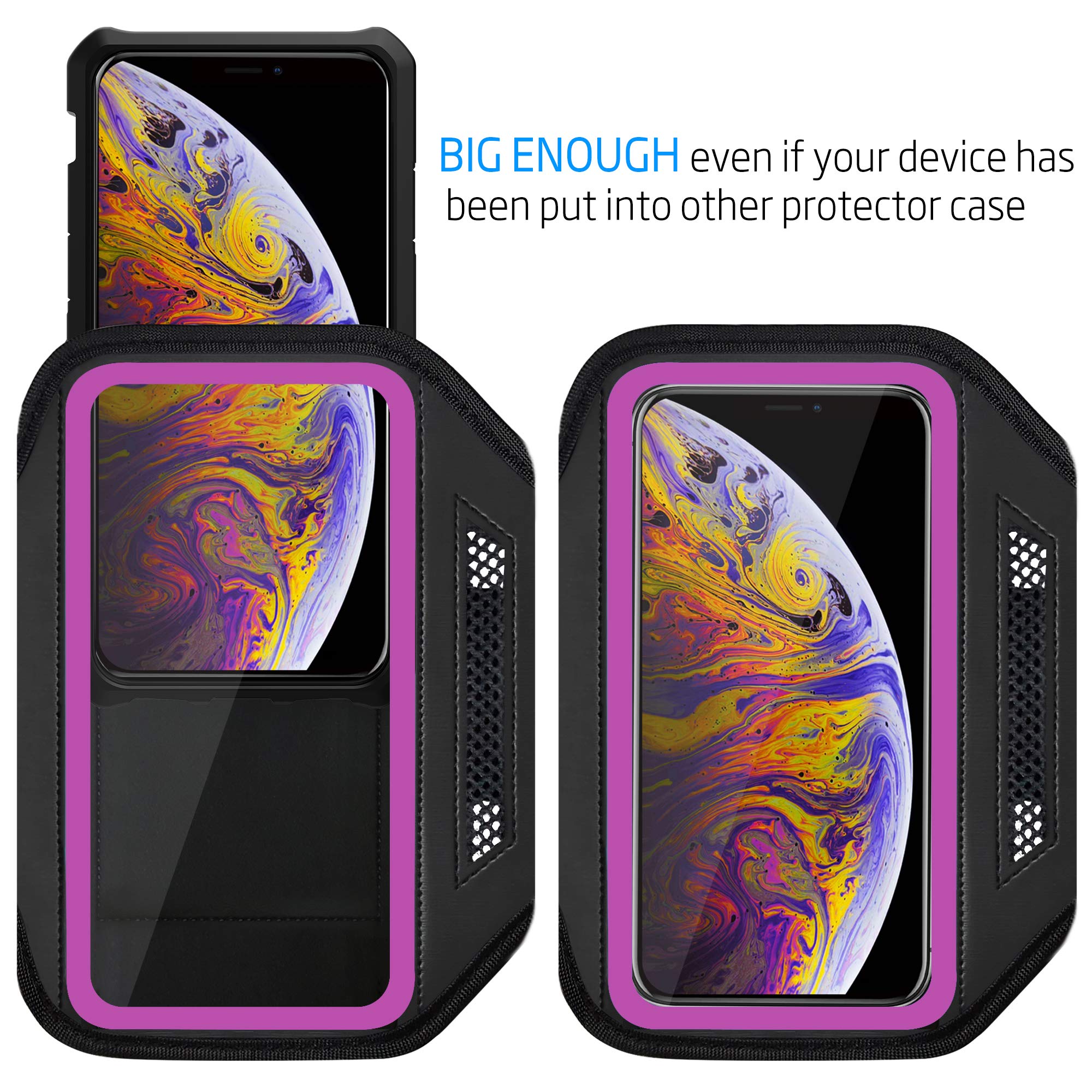 LOVPHONE Armband for iPhone iPhone Xs Max, Waterproof Sport Outdoor Gym Running Key Holder Card Slot Phone Case Bag Armband (Pink)