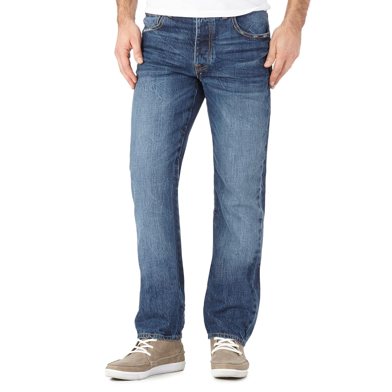 Debenhams St by Duffer Men Big and Tall Mid Blue Mid Wash
