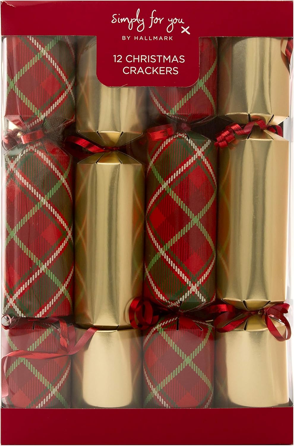 Hallmark 12 Simply for You Family Crackers, Traditional Gold & Tartan