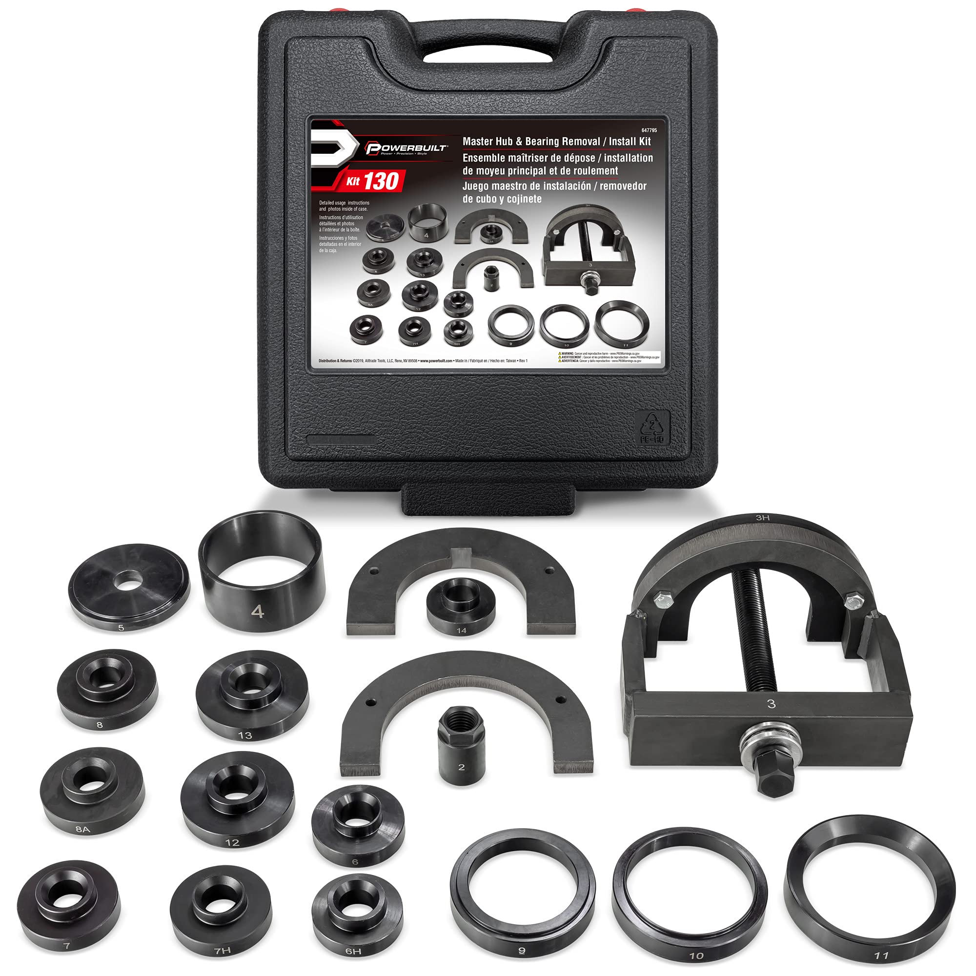 Powerbuilt 22 Pc. Master Hub and Wheel Bearing Removal and Installation Kit Self Centering Design Fits Most Front, Rear and All Wheel Drive Vehicles, Provides Easy Bearing Swaps With No Press Required Image Powerbuilt 22 Pc. Master Hub and Wheel Bearing Removal and Installation Kit Self Centering Design Fits Most Front, Rear and All Wheel Drive Vehicles, Provides Easy Bearing Swaps With No Press Required Image