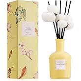 COCORRÍNA Reed Diffuser – Clean Cotton Scent, 6.76 oz Essential Oil with Sticks & Real Cotton, Long-Lasting Fragrance for Bedroom or Bathroom Décor