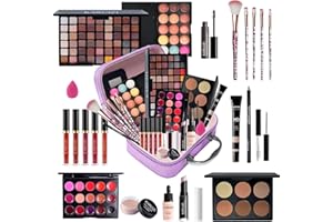 KARUIZI All in One Makeup Kit,Makeup Kit for Women, Teens and Girls, All-in-One Set with Eyeshadow Palettes, Lipsticks, Brushes, Storage Bag,Makeup gift set girls makeup sets ages 8-12 (Purple)