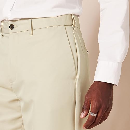 Amazon Essentials Men's Classic-Fit Expandable-Waist Flat-Front Dress Pant,  Stone, 34W x 31L in Kenya | Whizz Dress