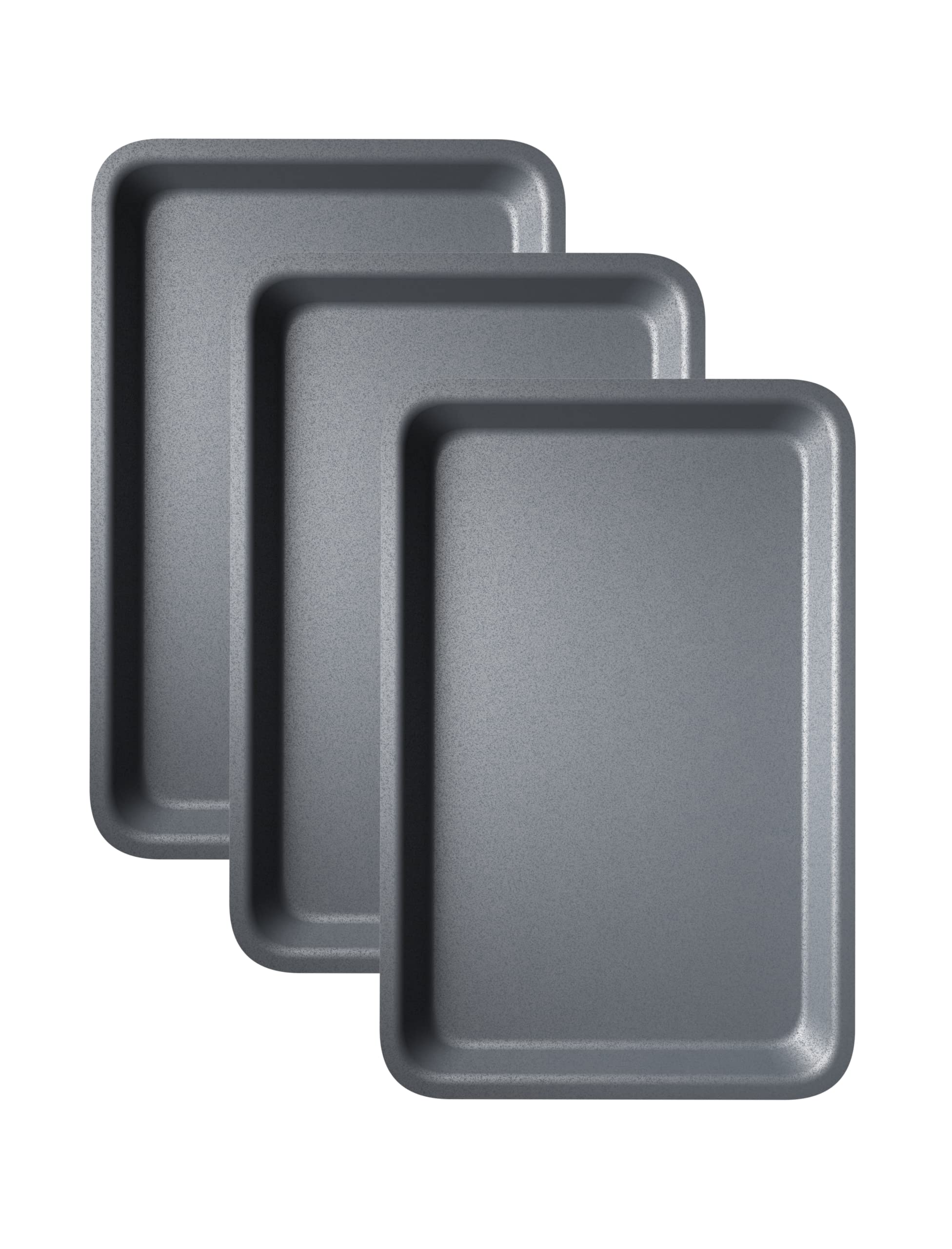 Economy 3-Pack Deep Oven Tray Baking Tray Set - 31cm Non Stick Roasting Tins for Ovens - Baking Tray for Oven Non Stick - Dishwasher Safe Cooking Trays & Bakeware by KITCHENEUR®