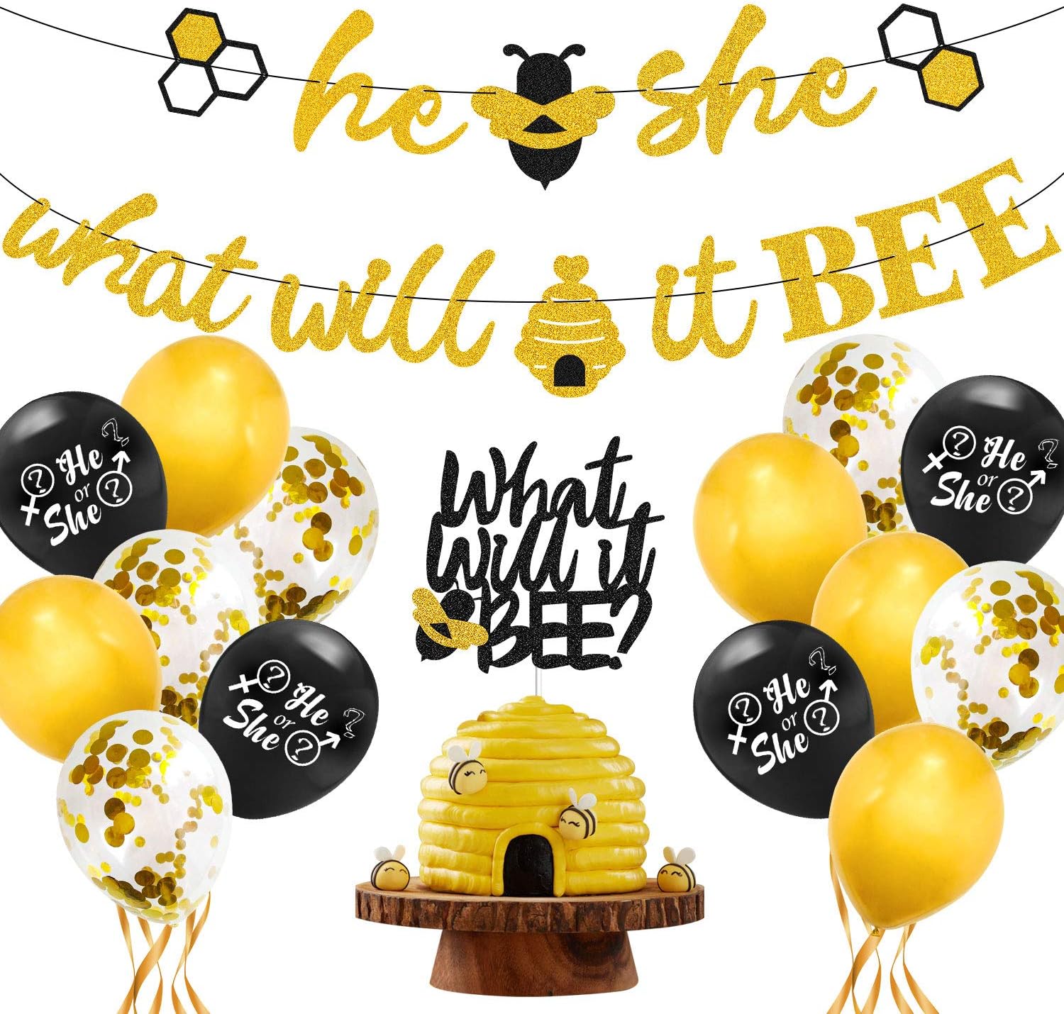 Party Supplies Party Decor He Or She Cake Topper Gender Reveal Decor