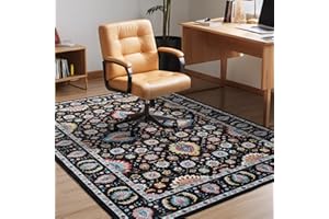 BOSHENGYA Office Chair Mat for Hardwood Floor,Computer Chair Mat Office Rugs for Rolling Chairs,Under Desk Rug for Floor Protector,Anti Slip Machine Washable Area Rug Black 48"x60"