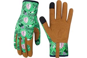 MERTURN Leather Gardening Gloves for Women Thorn Proof Garden Gloves Touch Screen Working Gloves Gifts,M