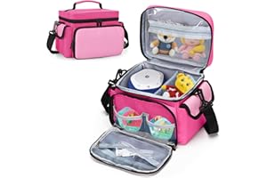 LoDrid Storage Bag Compatible with Storypod Audio Player with Handle and Shoulder Strap, Carrying Case with Professional Pockets for Audio Characters and Accessories, Pink (Patented Design)
