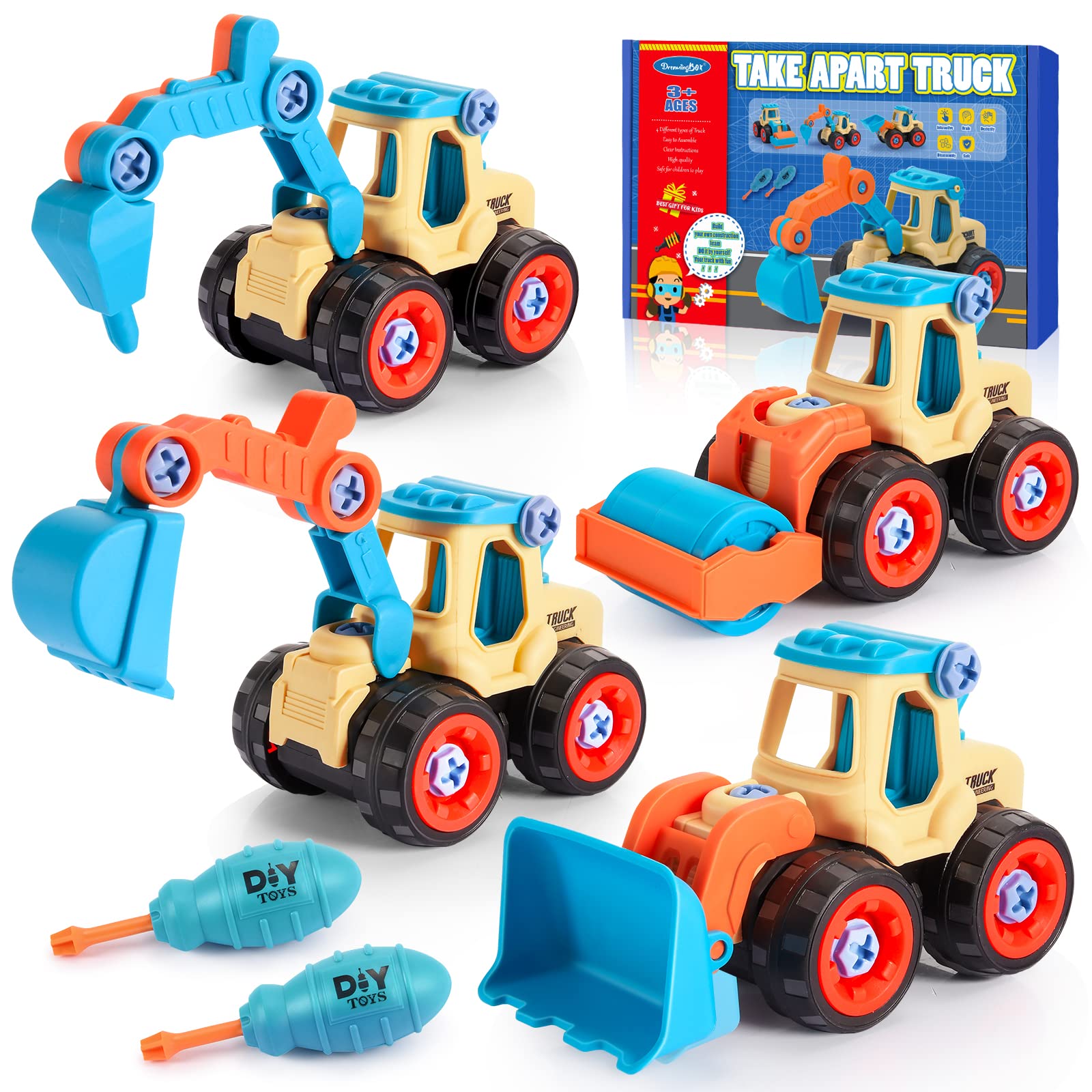 Anginne Digger Toys for 3-12 Year Olds, Kids Toys Age 3 4 5 6 7 Games for 3-12 Year Olds Boys Toy Age 3-10 Years Old Boys Gifts Construction Toys 3-9 Year Old Boy Gifts Christmas Xmas Gifts for Kids