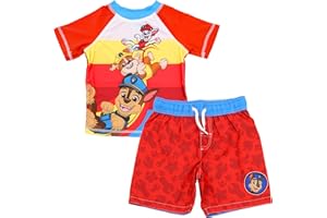 Dreamwave Paw Patrol Toddler Boys Rash Guard Swim Trunks Set Red/White 2T
