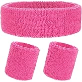 Yolev 3Pieces Sweatband Set, Sports Headband and Wristbands, Set of 1 Headband and 2 Wristbands, for Athletic Men and Women, Black and Neon Green, One Size(Light Green)