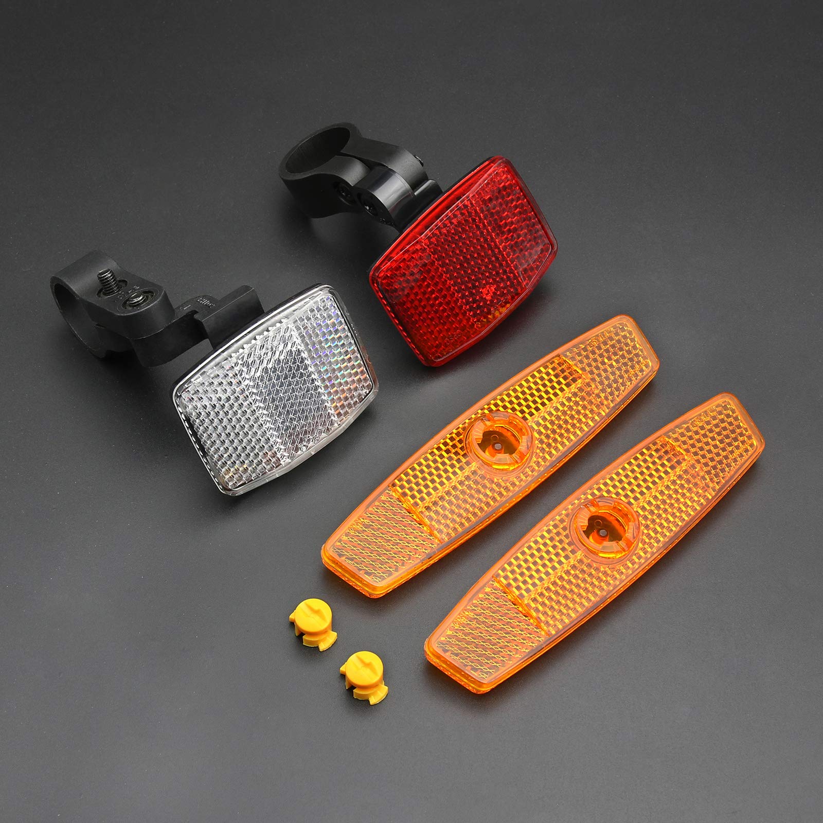 MFC PRO Black Front-Rear Wheel Road Bicycle Reflector Kit (Amber Reflector Kit)