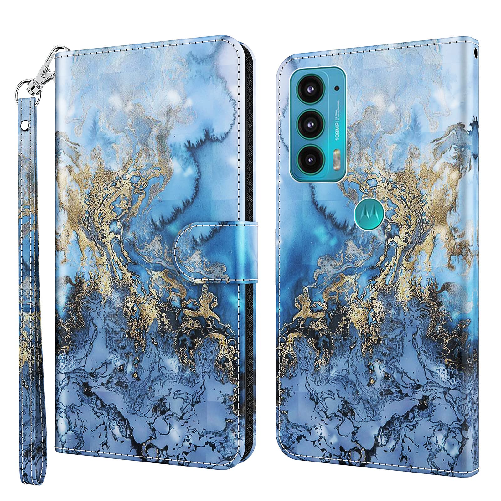GLANDOTU Motorola Moto E20 / E30 / E40 Wallet Case 6.5 inch, Flip Folio Wallet PU Leather Cover with Magnetic Button, Standing Function Full-Body Protective for Motorola E40 Phone Cases 【Marbling】 — image 1