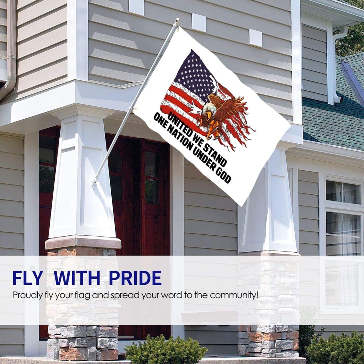 United We Stand One Nation Under God Flag 3' X 5' Indoor Outdoor Banner Home Garden Decoration One Side: Home & Kitchen