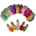 THARAHT Spotted Feathers 120pcs 2-3inch Small Natural Bulk Guinea Pheasant Feather for Crafts Hats Dream Catcher Decoration Feathers,Multicolored