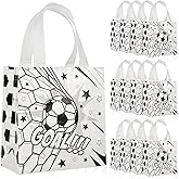 CELSOL 12 Pack Soccer Goodie Bags - Reusable Party Favors for Kids, Soccer Gift Bags for Birthday, Sports Events, Soccer Themed Party Decorations, Great for Snacks, Toys & Gifts for Boys & Girls