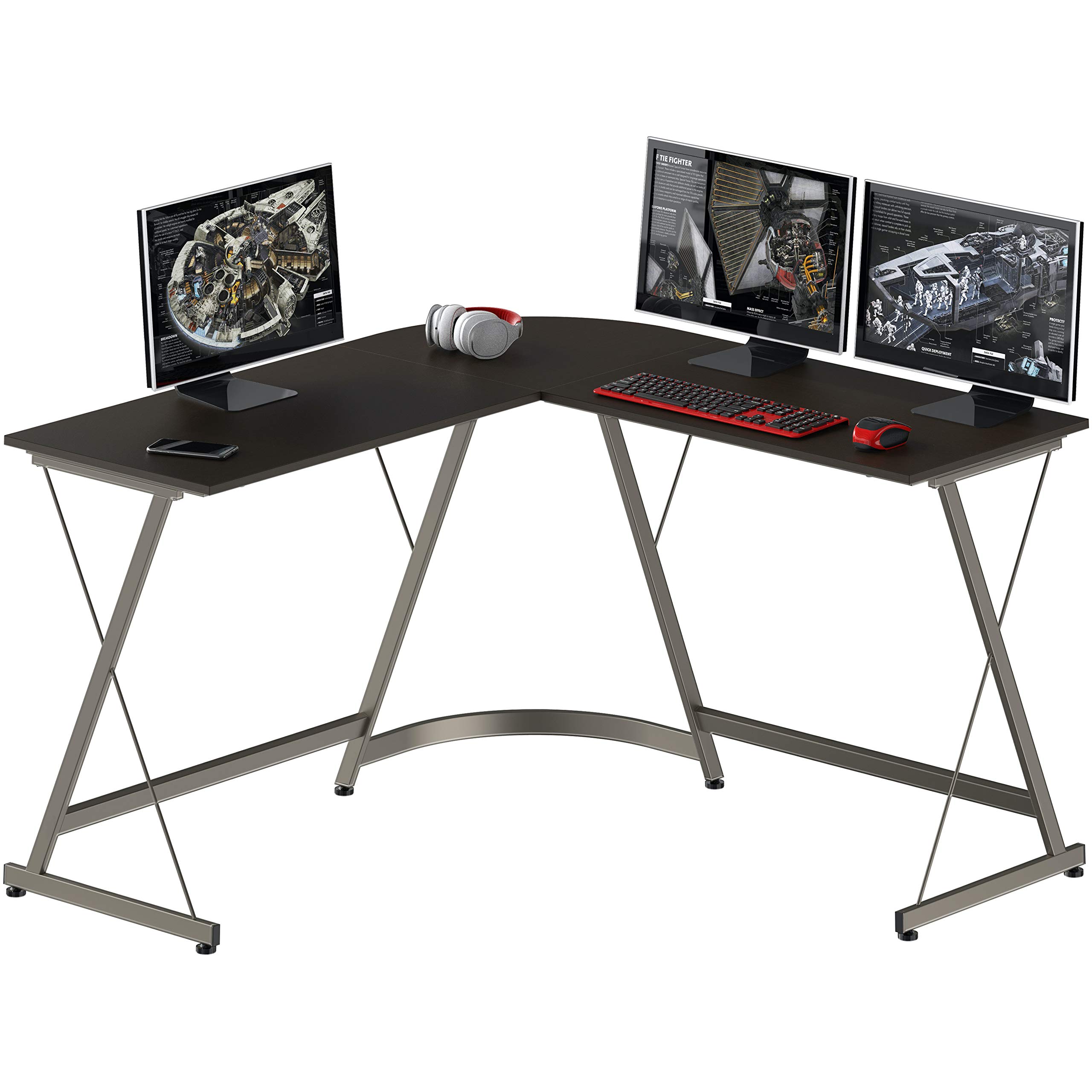 SHW Gaming Desk LShaped Desk Computer Corner Table, Espresso Buy