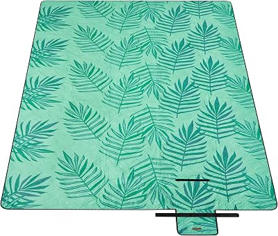 SONGMICS Large Waterproof Picnic Blanket 300x200cm Fern Pattern Green