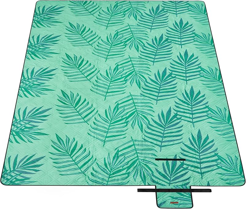 SONGMICS Large Waterproof Picnic Blanket 300x200cm Fern Pattern Green