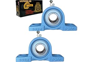 SGTR (2 Pack) Heavy Duty UCP205-16 Pillow Block Bearing, 1 inch Bore, Self-Alignment, Industrial Grade, Super Protective Seal, Chrome Steel Bearing Units, Solid Cast Iron Units.